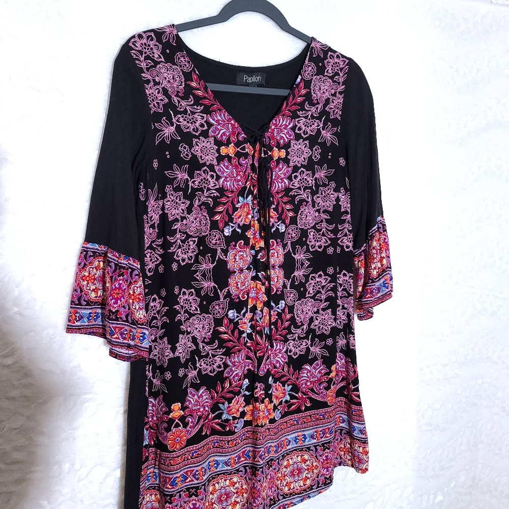 Papillon Black Tunic Top Size M - Picture 4 of 4